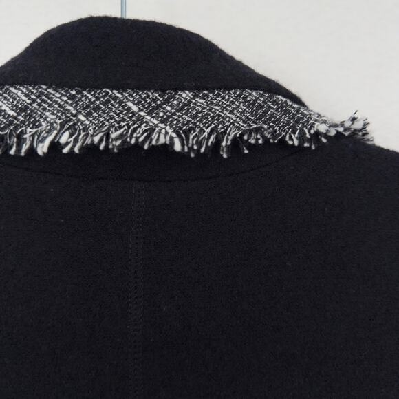 Karl Lagerfeld Paris Wool Tweed Jacket Womens Medium Black Luxury Prep Feminine - Picture 7 of 12